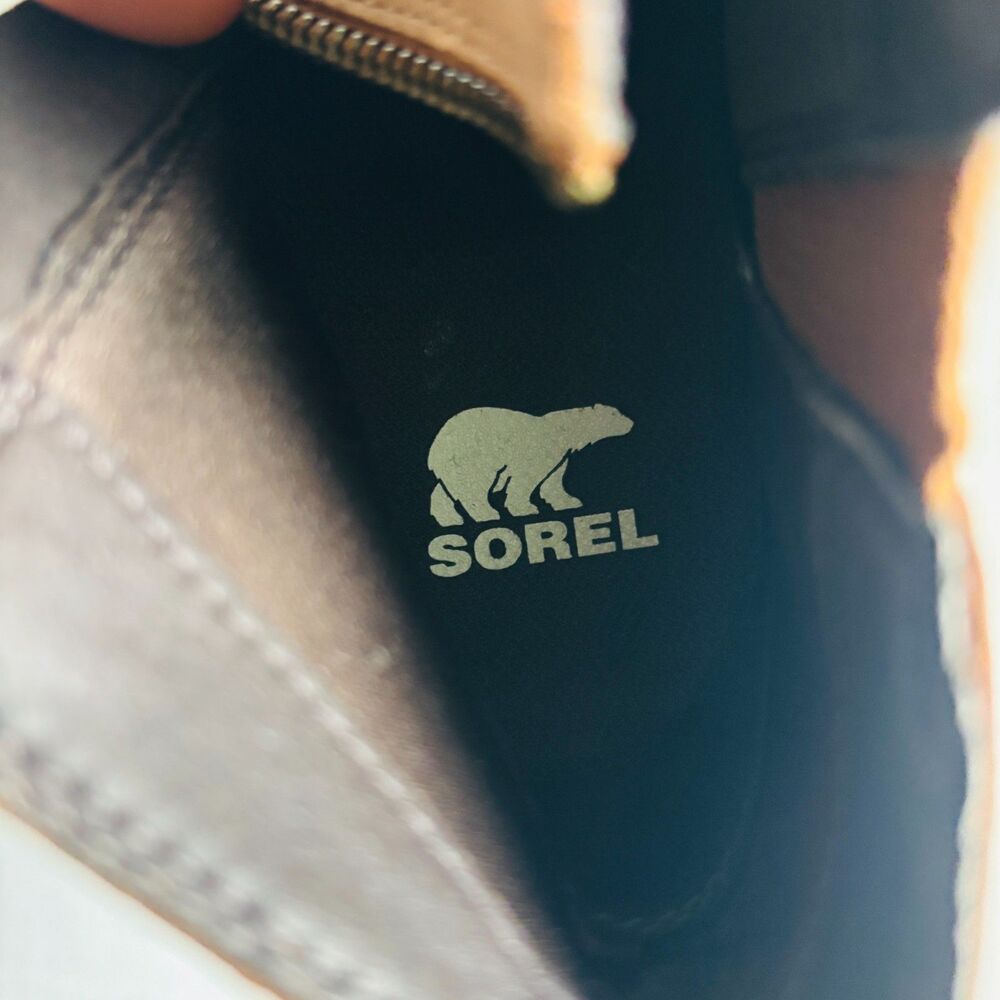 Sorel Lea Hidden Wedge Boots Brown Leather Womens Sz 8.5 Chelsea Ankle Slip On - Picture 4 of 10
